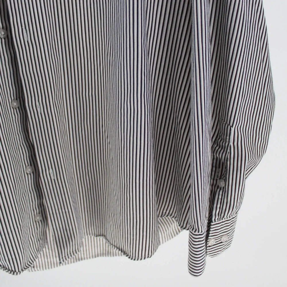Alfani Fitted XXL $59 Black White Pinstripe Performance Button Front Dress Shirt - Picture 6 of 8